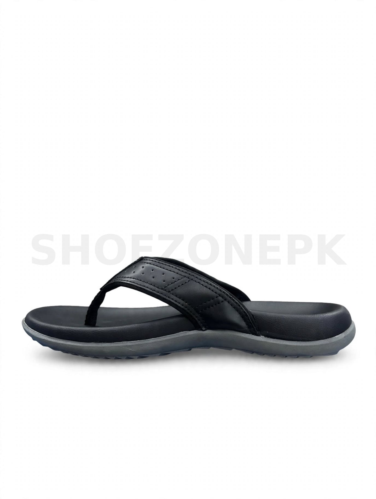 Leather Thong Flip Flop All Black