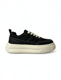 Rope Lace Platform Black Cream