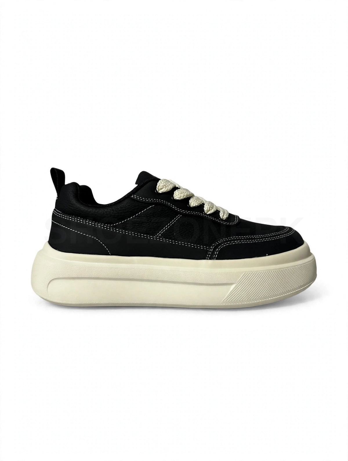 Rope Lace Platform Black Cream
