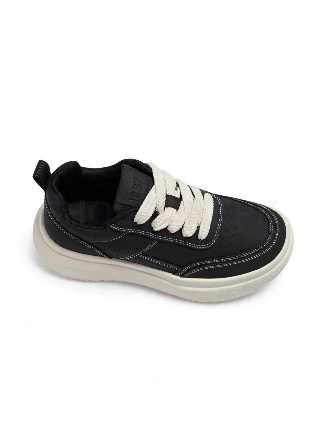 Rope Lace Platform Black Cream