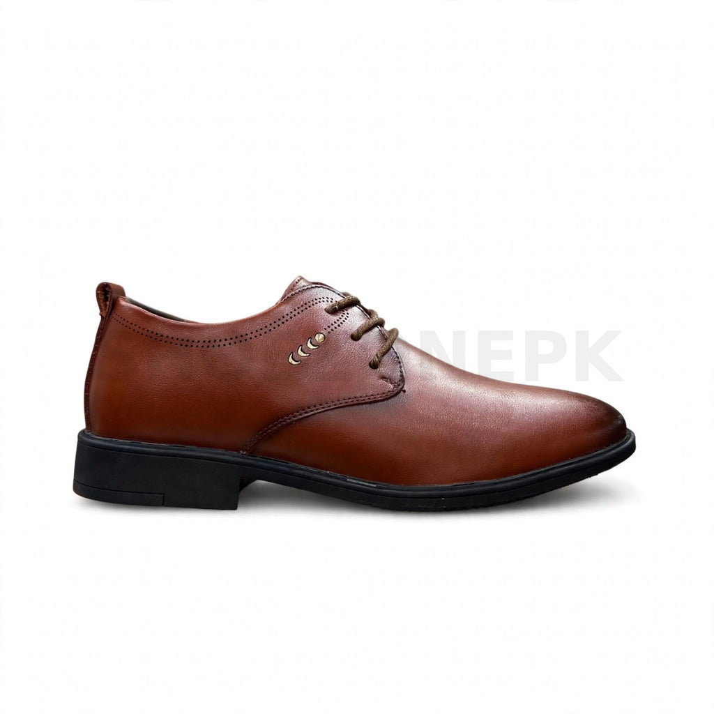 Formal Lace-Up Executive Dress Shoe Tan Brown