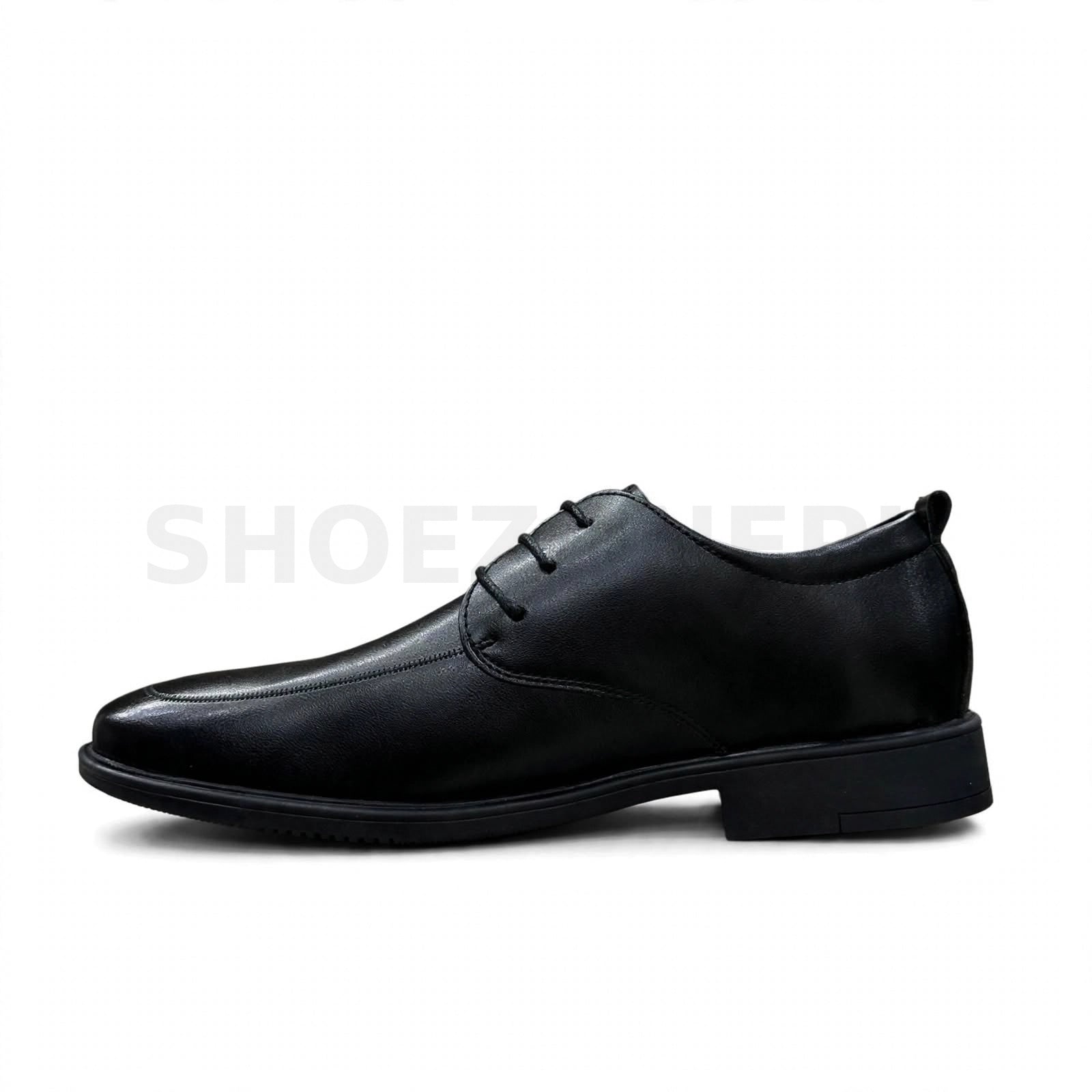 Formal Lace-Up Executive Dress Shoe Burnished Derby Jet Black
