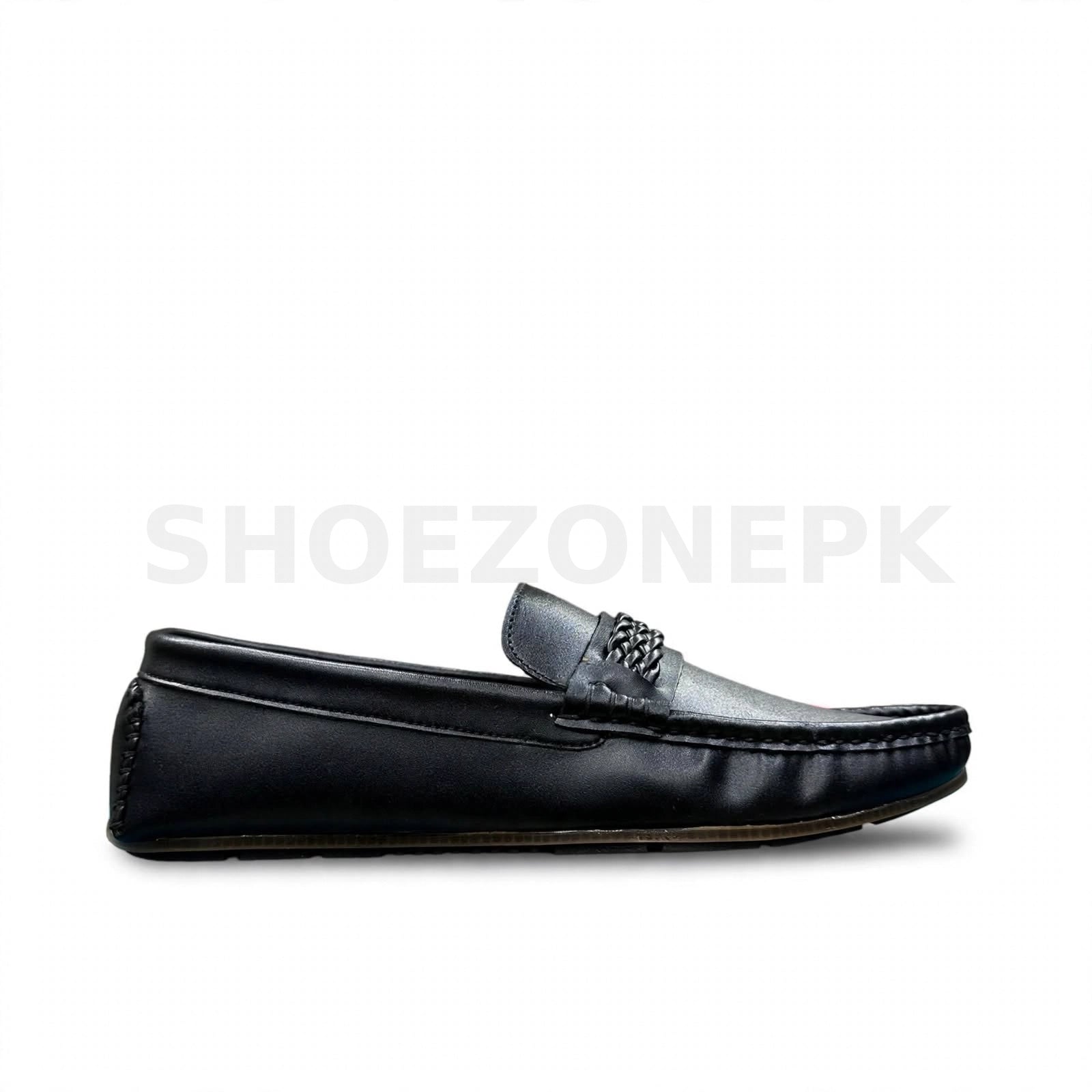 Braided Moccasin Loafer Jet Black